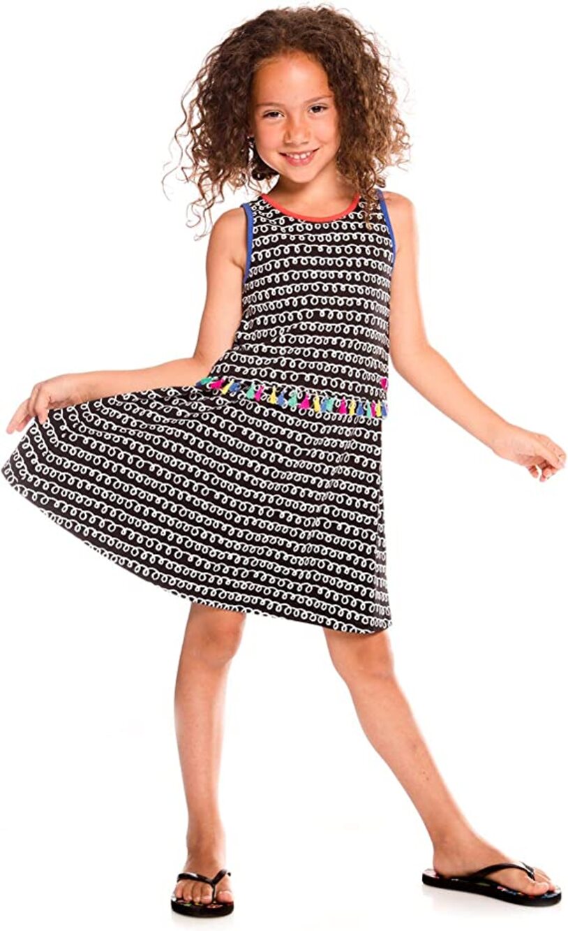 Deux par Deux Girls' Printed Dress with Tassels The Artist! size 5